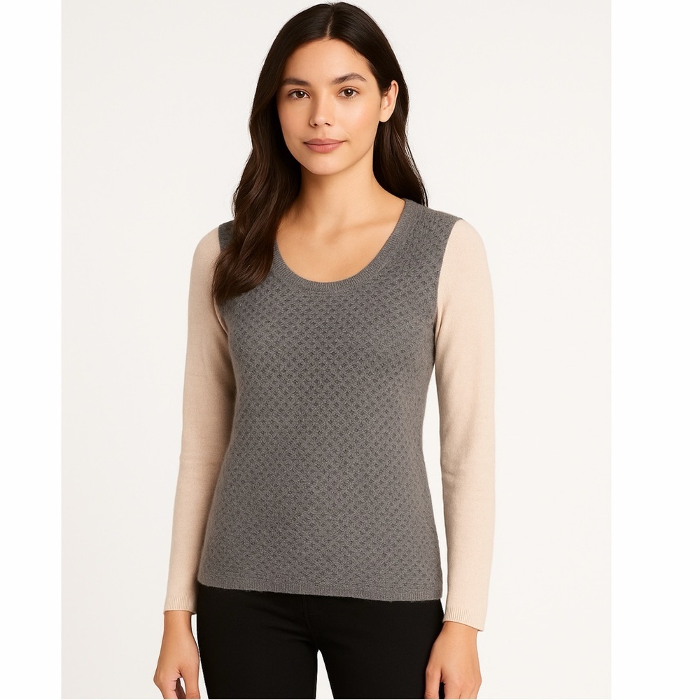 Saks Fifth Avenue Cashmere Mixed Knit Scoop Neck Sweater